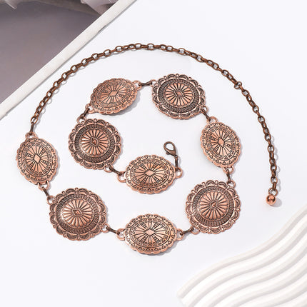 European and American high-end fashion metal waist chain retro Bohemian style Joker waist chain exaggerated single circle waist chain wholesale