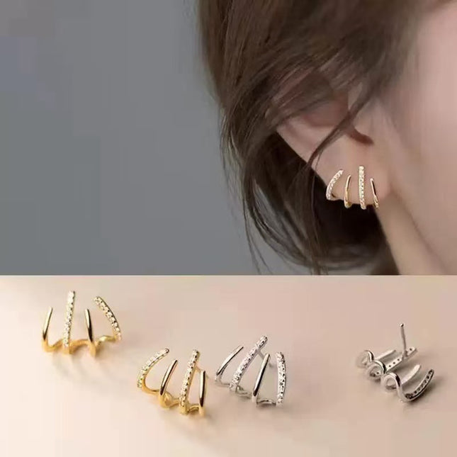 Minimalist Four-Claw Stud Earrings for Women, Niche Design, High-End Internet Celebrity Earrings, Light Luxury, High-End Minimalist Style Earrings Trend