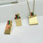 Gold Necklace Stud Earrings suit
