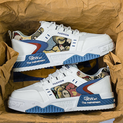 Men's Summer Mesh Breathable Versatile Casual Niche Canvas Sneakers Student Sports Height-Increasing White Trendy Shoes