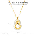18K Gold White Oil Drop Fu Lu Necklace