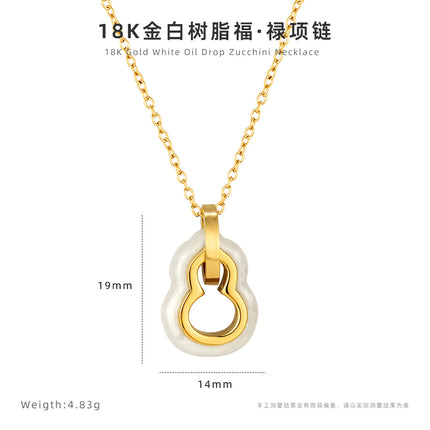 New Chinese style K gold gourd necklace women's high-end sense of non-fading clavicle chain niche design sense titanium steel jewelry wholesale
