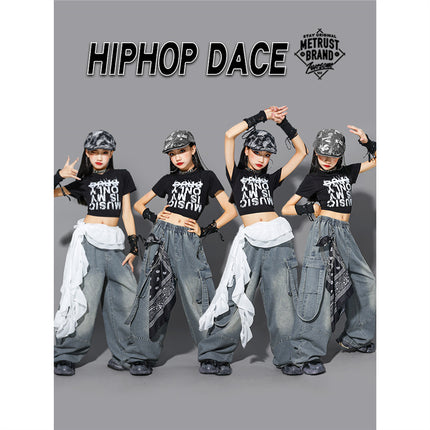 Girls' Jazz Dance Performance Outfits, Children's Street Dance Costumes, Kids' Jeans, Girls' Fashion Show Trendy Outfits