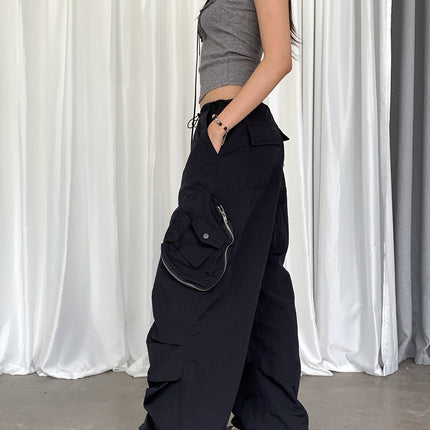 Dorothy Autumn New Vintage Fashionable Wide Leg Pants Workwear Loose Drawstring Slimming Pocket Casual Trousers