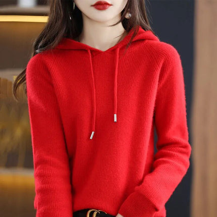 Autumn and Winter New Hooded Knitwear Women's Casual Loose Large Size Sweater Jacket Korean Solid Color Lazy Thickened Hoodie