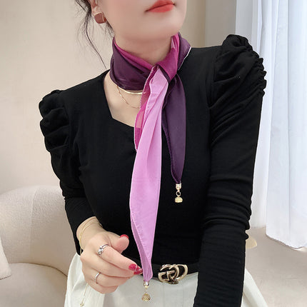 Magnetic buckle summer chiffon breathable sunscreen small square scarf neck scarf women's 2024 new all-match spring and autumn turban
