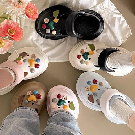 Cave Shoes Detachable Diy Summer Women's Slippers Daily Simple Wear-resistant Lightweight Non-slip Height-increasing Casual Comfortable