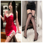 Burgundy + black fishnet stockings / M recommendation 40-62.5kg