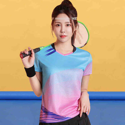 Badminton Clothing Top Men's Short-sleeved Quick-drying Women's Air Volleyball Competition Clothing Training Table Tennis Team Clothing Printing Summer