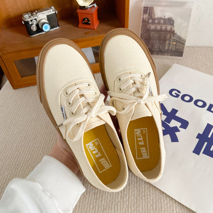 608 classic canvas shoes women's Korean-style ulzzang versatile preppy style flat retro Hong Kong style ins board shoes for students
