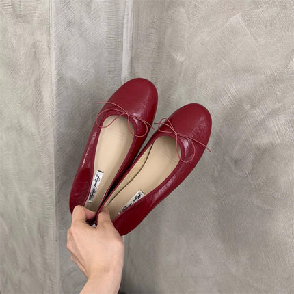 Gentle Evening Breeze Bowknot Soft-Soled Flats for Women 2025 New Style Shallow Mouth Fairy Ballet Shoes Egg Roll Maternity Shoes