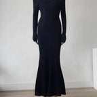Black off-the-shoulder dress / S