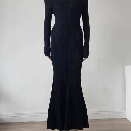 Zhao Liying star same off-the-shoulder dress autumn S socialite P light luxury French sweater off-the-shoulder banquet dress