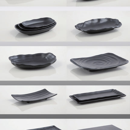 Rectangular plate melamine tableware plastic black Frosted Hot Pot Restaurant creative Japanese and Korean sushi barbecue skewers meat plate
