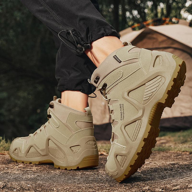 Light Luxury Waterproof Hiking Shoes Men's Ultra-Light Combat Boots High-Top Outdoor Hiking Shoes Training Tactical Boots Breathable Desert Boots