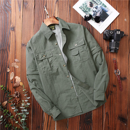Outdoor Quick-Drying Clothes for Men and Women Couples, Breathable Quick-Drying Long-Sleeved Shirts, Removable Fishing and Travel Overalls