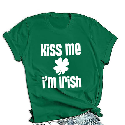 Cross-border PDD supply St. Patrick's Day men's and women's same loose round neck pullover short sleeve printed T-shirt