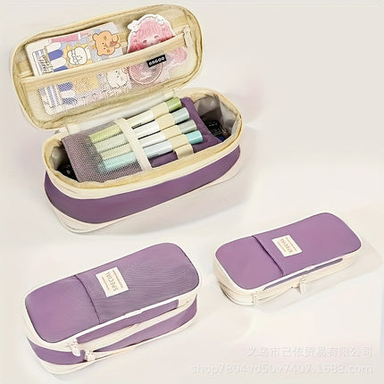 Large-Capacity Retractable Pencil Case Stationery Box in Japanese and Korean Style, Macaron Color, Upgraded Version for Primary and Secondary School Students, in Stock