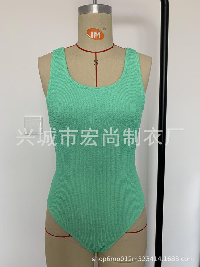 Special Fabric Wrinkled Cloth one-piece Swimsuit Women's Large Backless Sexy Swimsuit European and American 2025 New one-piece Swimsuit