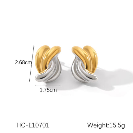 European and American design sense stainless steel earrings gold and silver color matching smooth geometric texture earrings sun five-pointed star earrings for women