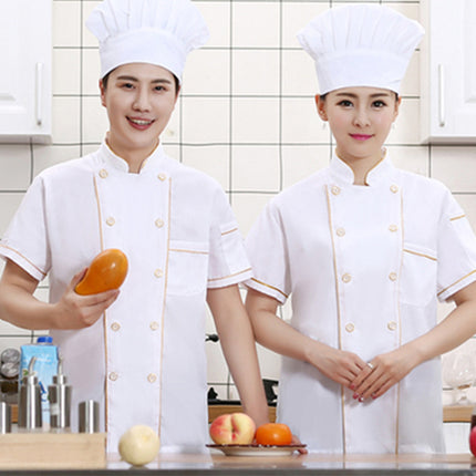 Wholesale Chef Clothes Short Sleeve Summer Clothes Chef Work Clothes Men's and Women's Restaurant Baking Kindergarten Canteen Kitchen Work Clothes