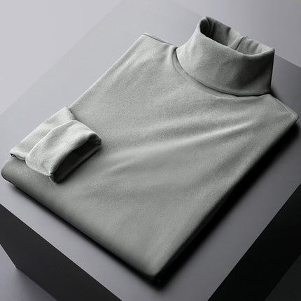 Rongde Turtleneck Bottoming Shirt Double-Sided Inner Spring Long-Sleeved Men's T-Shirt Brushed Heating Warm Top Thick 1688