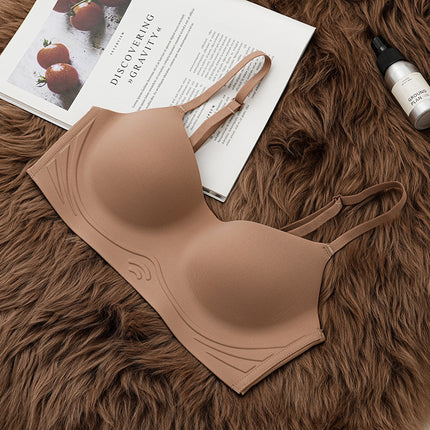 High Quality Comfortable Naked Seamless Underwear Women's Small Chest Gathering Comfortable Sports Adjustable Seamless Bra Thin