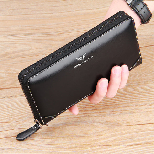 King Paul Men's Long Wallet Leather Wallet Youth Simple Business Casual Large Capacity Clutch Wholesale