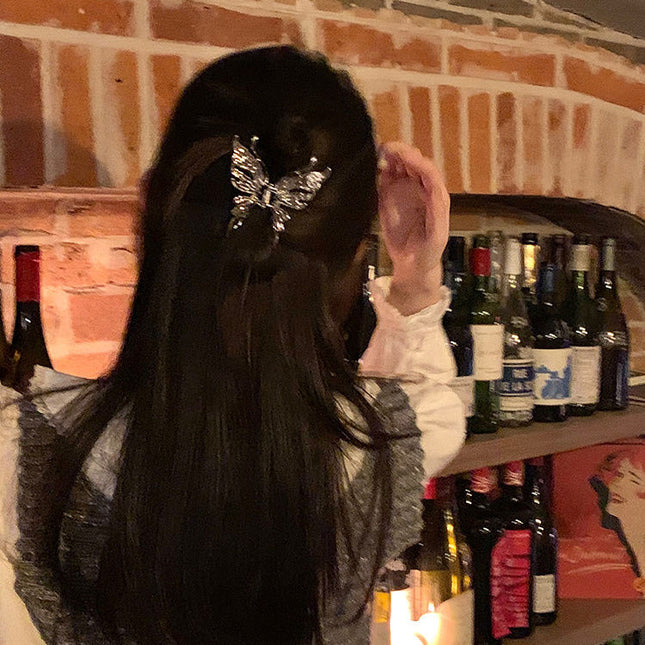 Ins Cold Style Liquid Butterfly Metal Grab Hair Clip 2024 New Shark Clip High-grade Hair Accessories Women's Hair Clip