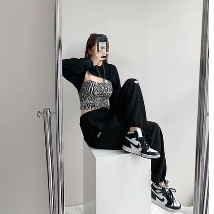 2024 Spring and Summer Thin High Waist American Letter Loose Sports Pants Women's Casual Foot Pants Sweatpants Women's Wholesale