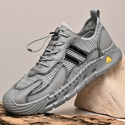 Mesh Shoes for Men 2025 New Summer Breathable Mesh Hollow Casual Shoes One-Leg Non-Slip Sports Large Size Men's Shoes