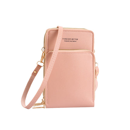 Two-Piece Mobile Phone Bag Large Capacity Multi-Functional Solid Color Fashionable Simple Shoulder Small Bag Touch Screen Crossbody Women's