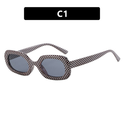 Oval Plaid Sunglasses, Fashionable and Simple Retro Sunglasses, European and American Ins Sunglasses, Versatile Trendy Sunglasses