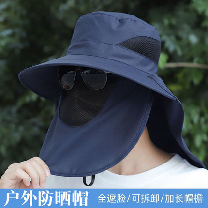 Sun Protection Hat Men's Summer Outdoor Fishing Anti-Uv Large Brim Shawl Neck Protection All-In-One Fisherman Hat