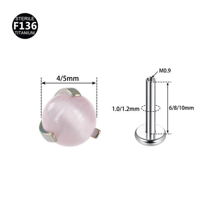 F-136 Titanium 1.0/1.2 Thick Natural Stone Lip Ring Earrings Lip Studs Ear Studs Tragus Body Piercing Jewelry Wholesale