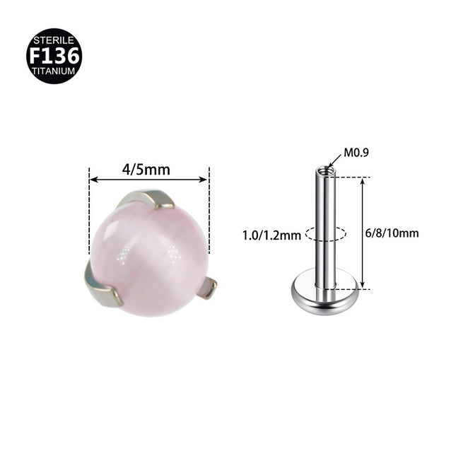 F-136 Titanium 1.0/1.2 Thick Natural Stone Lip Ring Earrings Lip Studs Ear Studs Tragus Body Piercing Jewelry Wholesale