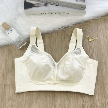 Satin Push-Up Wireless Bra for Women with Rabbit Ears, Large Size Adjustable Breast-Retracting Ultra-Thin Cup Anti-Sagging Bra