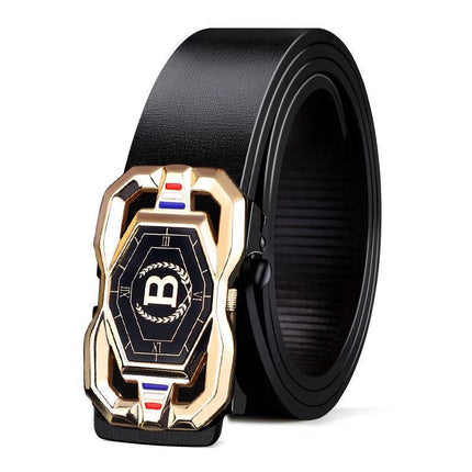 Men's Recycled Leather Belt with Automatic Buckle, Trendy and Versatile for Young and Middle-Aged People, Business Pants Belt Wholesale Waistband