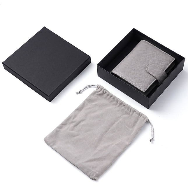 Litchi Pattern A7 Hand Ledger Men's and Women's Wallet Card Holder Multi-Functional Notebook Leather Case Genuine Leather Notepad Protective Cover