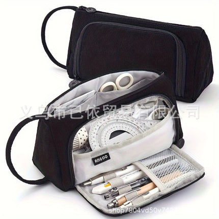 Triangular Pencil Case with Large Capacity and Multi-Functional Features, Korean-Style Ins-Style Stationery Box for Middle and High School Students, Direct from the Manufacturer