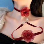 Red rose neck ring / S