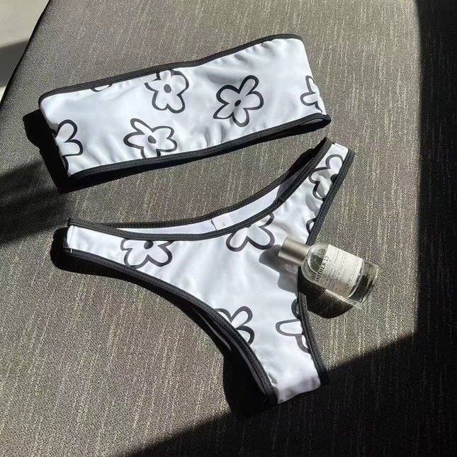 2025 European and American New Ins Style Sexy Tube Top Split Swimsuit Bikini Bikini Cross-Border Export Amazon