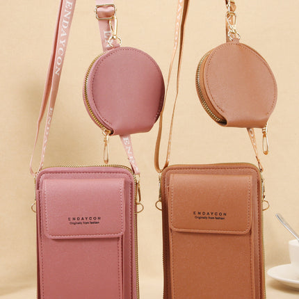 Cross-Border Two-Piece Mobile Phone Bag for Women, Small Diagonal Cross-Body, Versatile, Multi-Functional, Cute, Vertical Shoulder Bag for Mobile Phone
