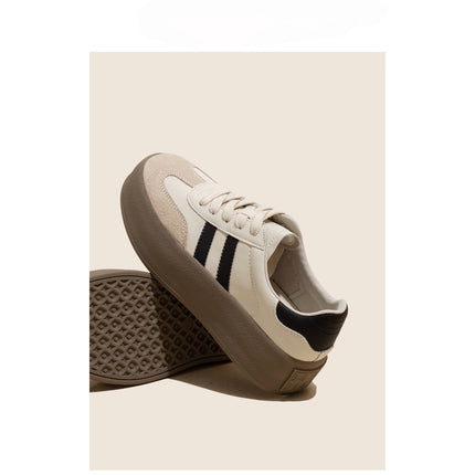 White Shoes 2025 Spring & Fall Sports Shoes Thick-Soled Heightening Casual Sneakers Women's Genuine Leather Classic Retro Versatile Moral Training Shoes