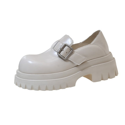 Women's Thick-Soled Loafers for Small People 2025 Spring New Hot Style Height-Increasing Jk Flats Platform Soft-Soled Small Leather Shoes