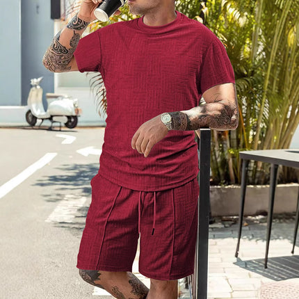 2025 Cross-Border American Muscle Sports Fitness Short-Sleeved Suit Men's Basketball Autumn Running Training Towel Cloth Stripess