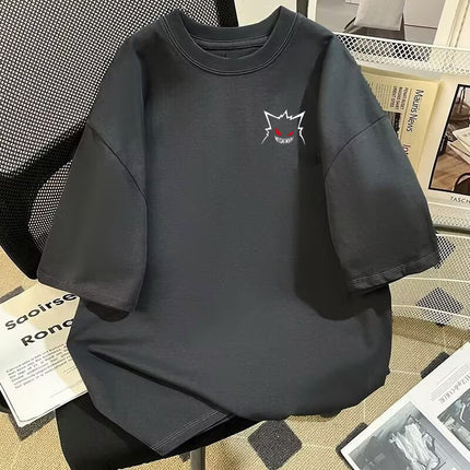 100% Pure Cotton Heavyweight Round Neck T-Shirt Top 2025 Summer New Fat mm Plus Size Couple Wear Short-Sleeved T-Shirt Bottoming Shirt