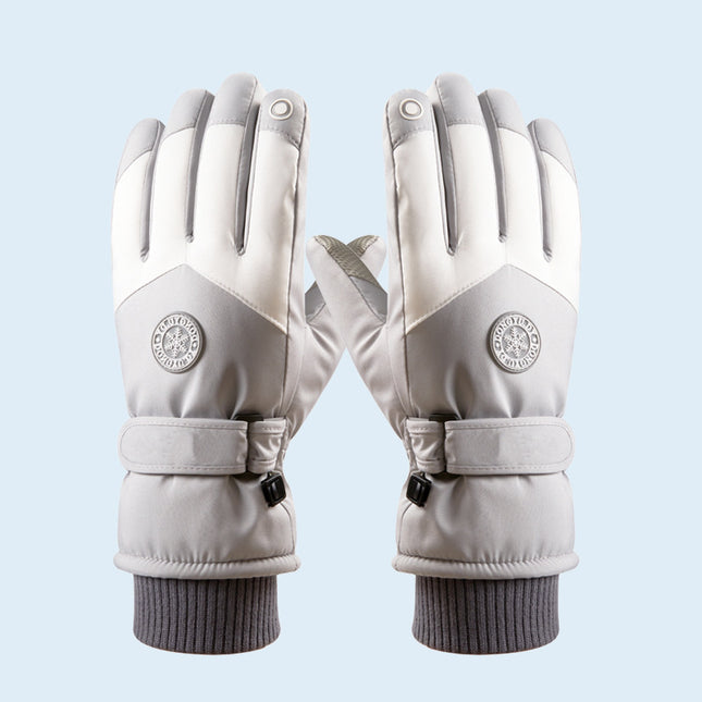 Winter Ski Gloves for Men and Women, Velvet Warm Outdoor Electric Vehicle Riding Waterproof Student Finger Touch Screen Gloves