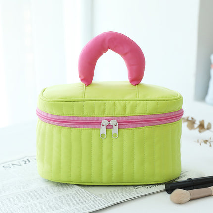 New Color-Blocked Makeup Bag, Large Capacity, High Aesthetic Toiletry Bag, Portable Travel Storage Bag, Versatile Macaron Color