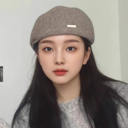 Elegant and Temperament All-match Beret Women's Autumn and Winter New Big-head-circumference Retro Wool Warm-keeping Forward Cap Shown Small Face